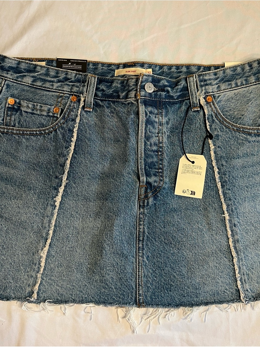 Levi's Blue Distressed Denim Mini Skirt